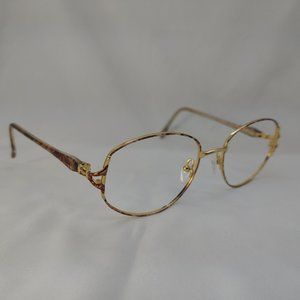 💎 Vintage CLEARVISION Eyeglass Frames Pink Brown Gold Full Metal Rims Plastic